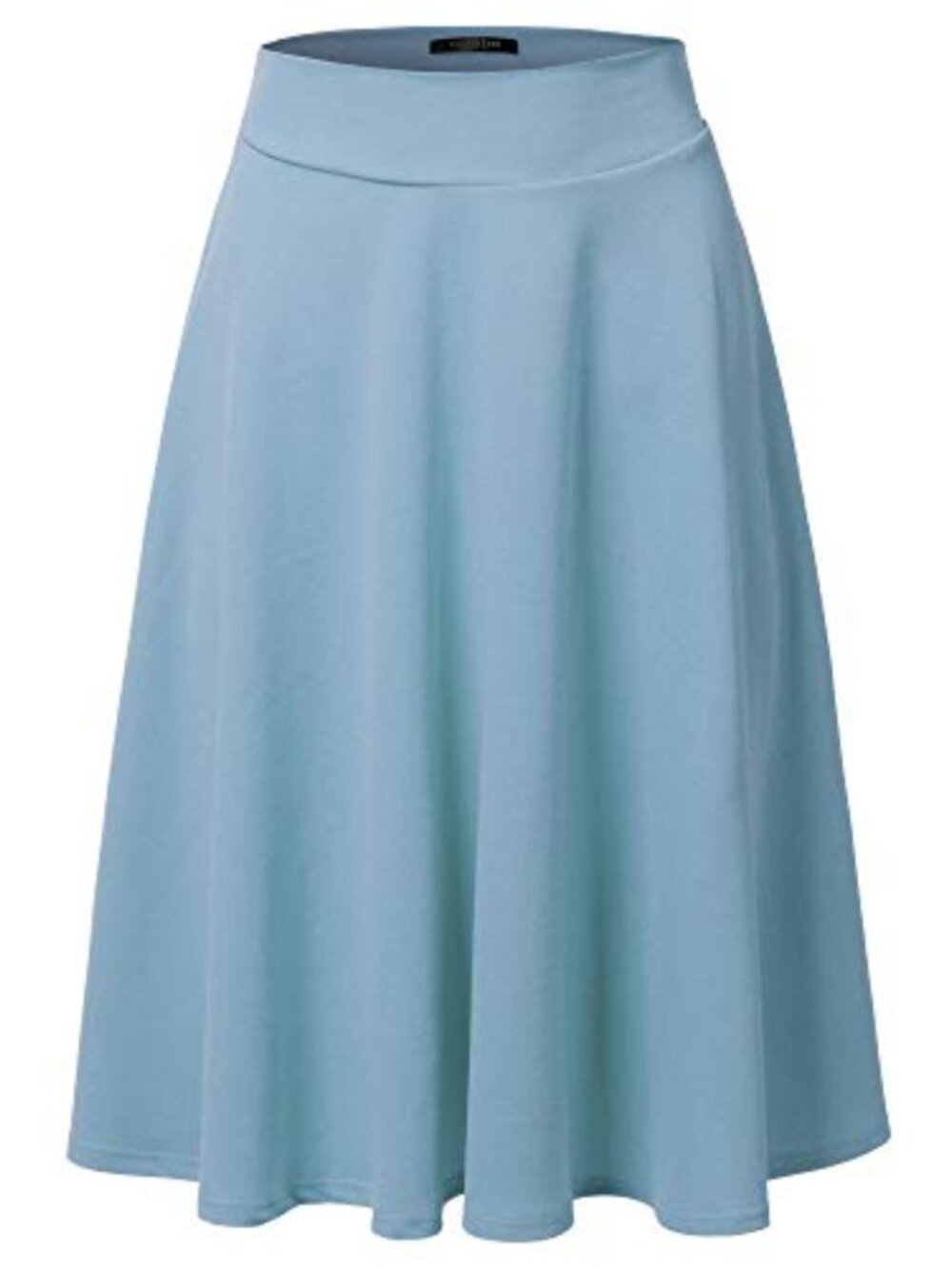 High Waist Flare A-Line Midi Skirt Polyester Blend Stretchy